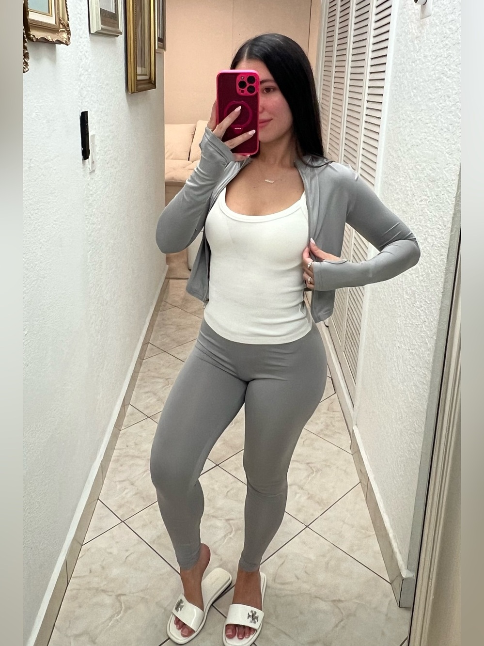 Gray Zip-Up Jacket and Pants Set